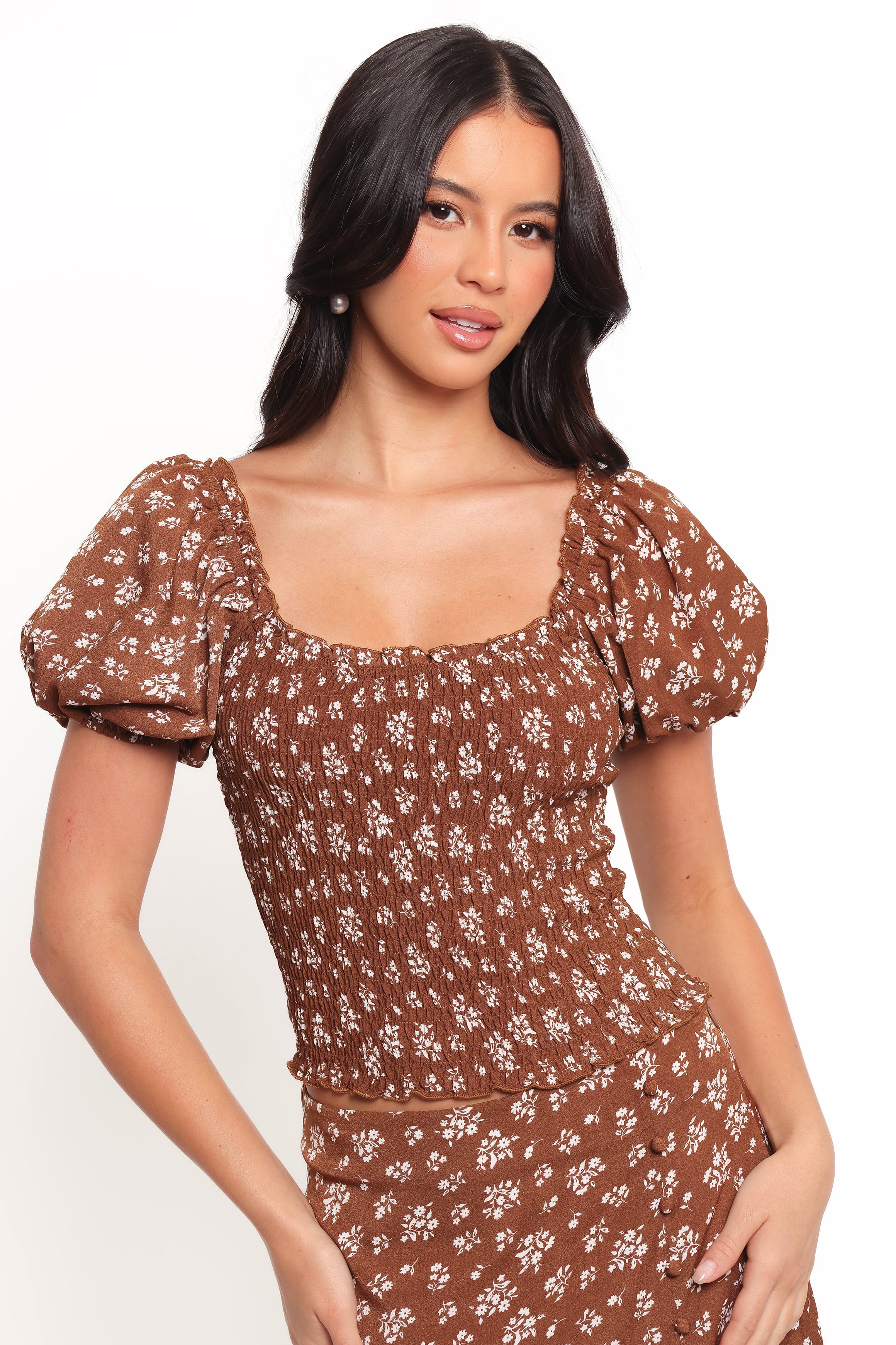 SETS Zola Skirt Set - Brown Ditsy Floral