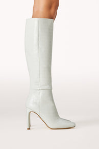 SHOES @Hurst Knee High Boots - Light Grey Croc