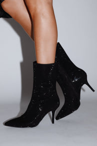 SHOES @Possession Rhinestone Ankle Boot - Black
