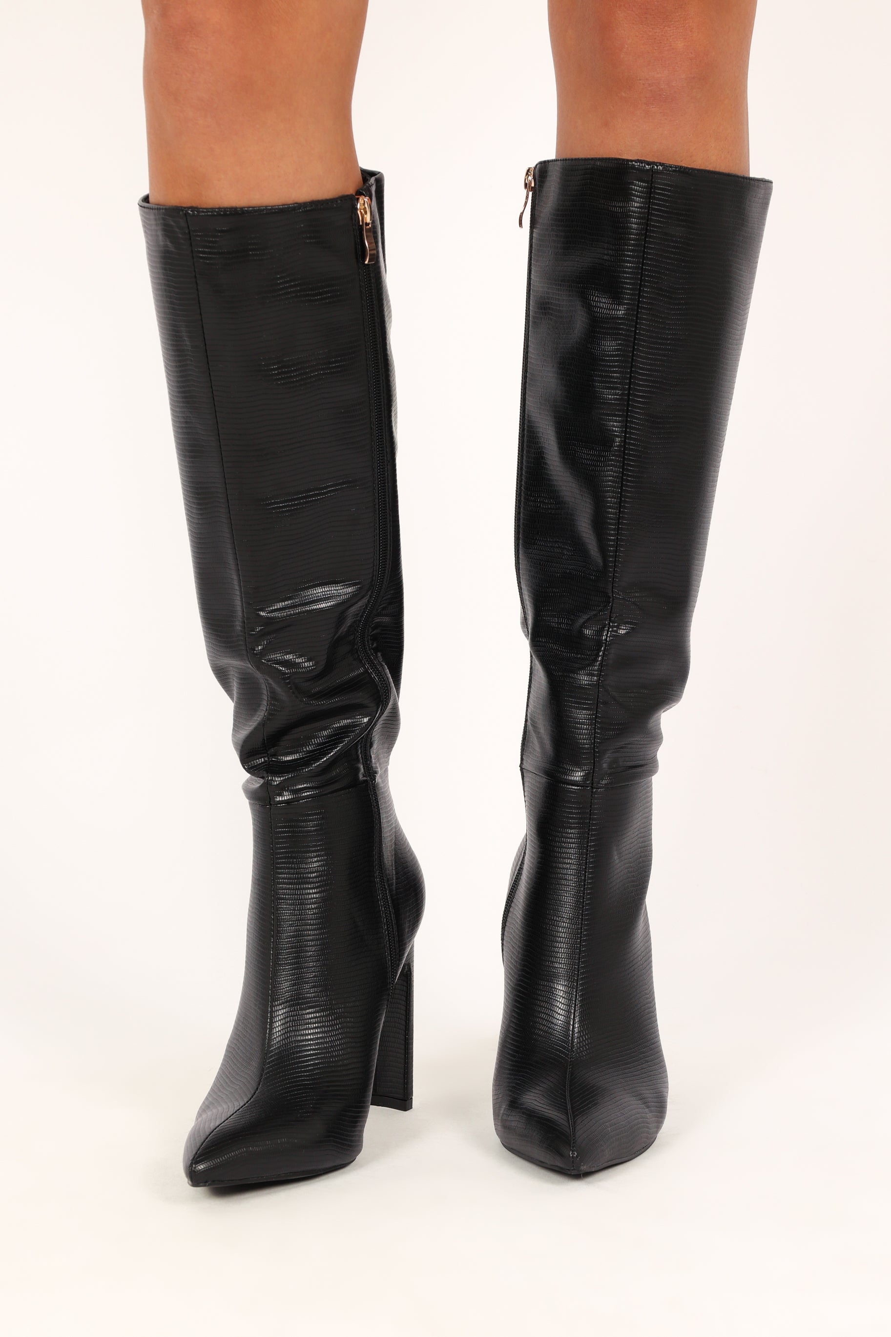 SHOES @Rasana Knee High Boot - Black Scale