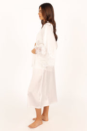 SWIM & INTIMATES @Darani Full Length Lace Trim Robe - Ivory