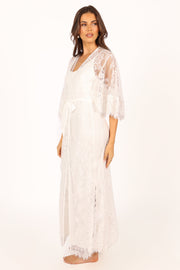 Darani Full Length Lace Trim Robe - Ivory - Petal & Pup USA