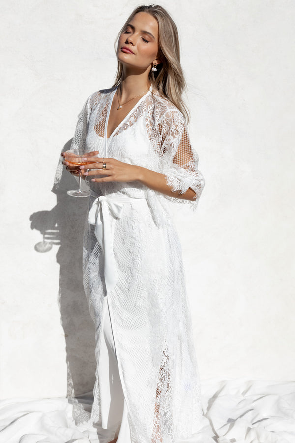 SWIM & INTIMATES Nephele Lace Bridal Robe - Ivory