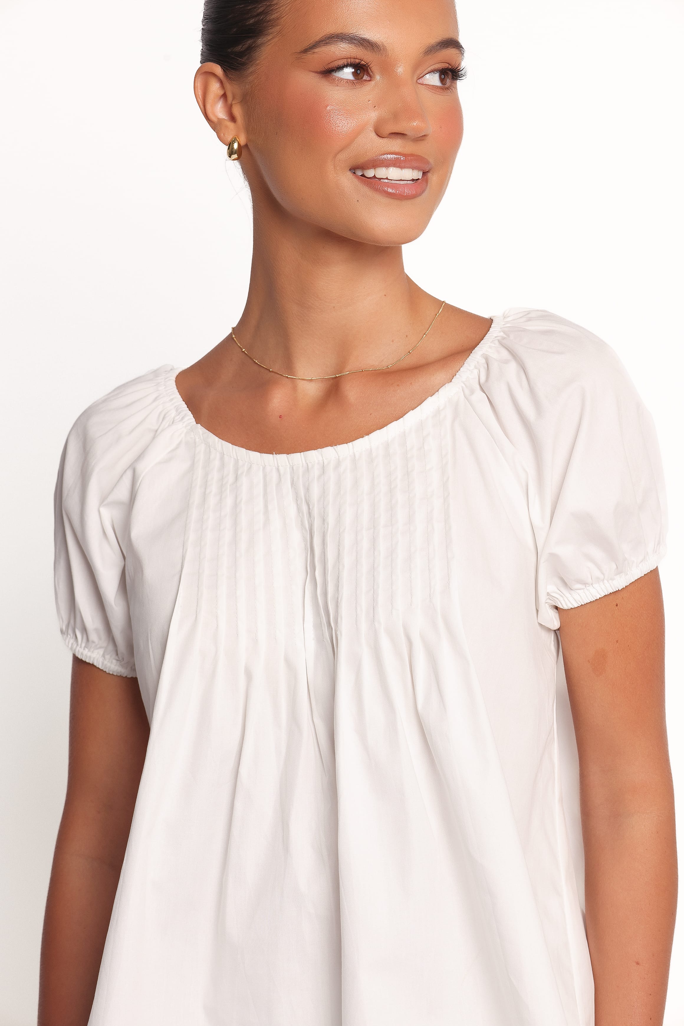 TOPS Abbott Pleated Top - White