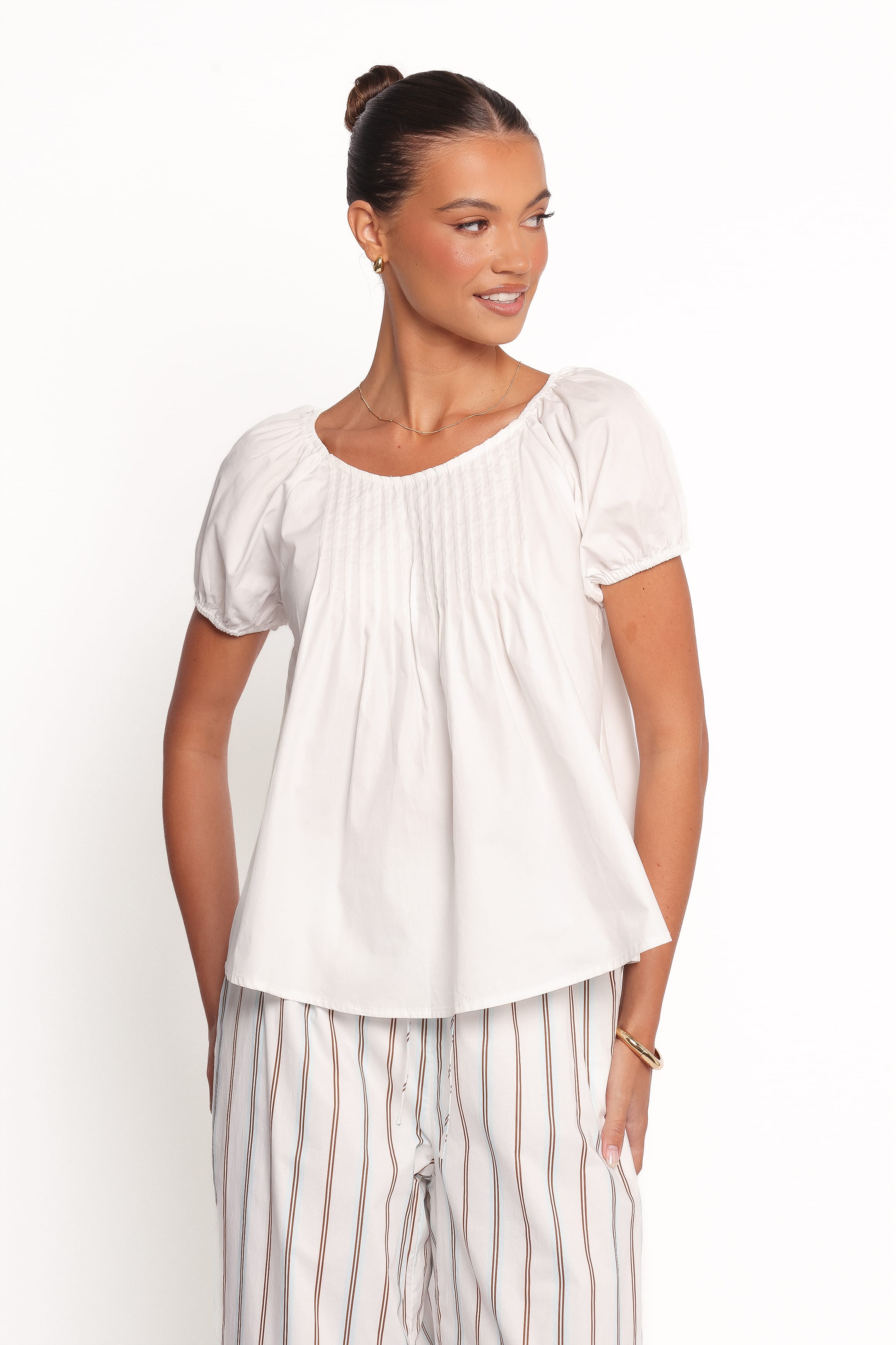 TOPS Abbott Pleated Top - White