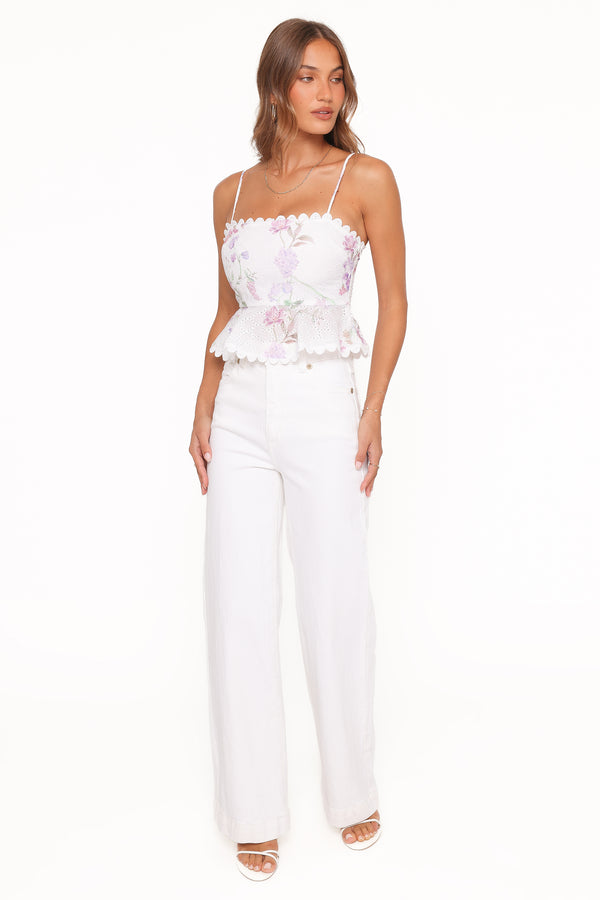 TOPS Adams Peplum Top - Purple Floral