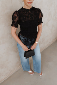 TOPS Adeline Peplum Top - Black