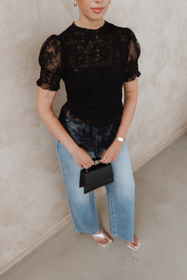 TOPS Adeline Peplum Top - Black