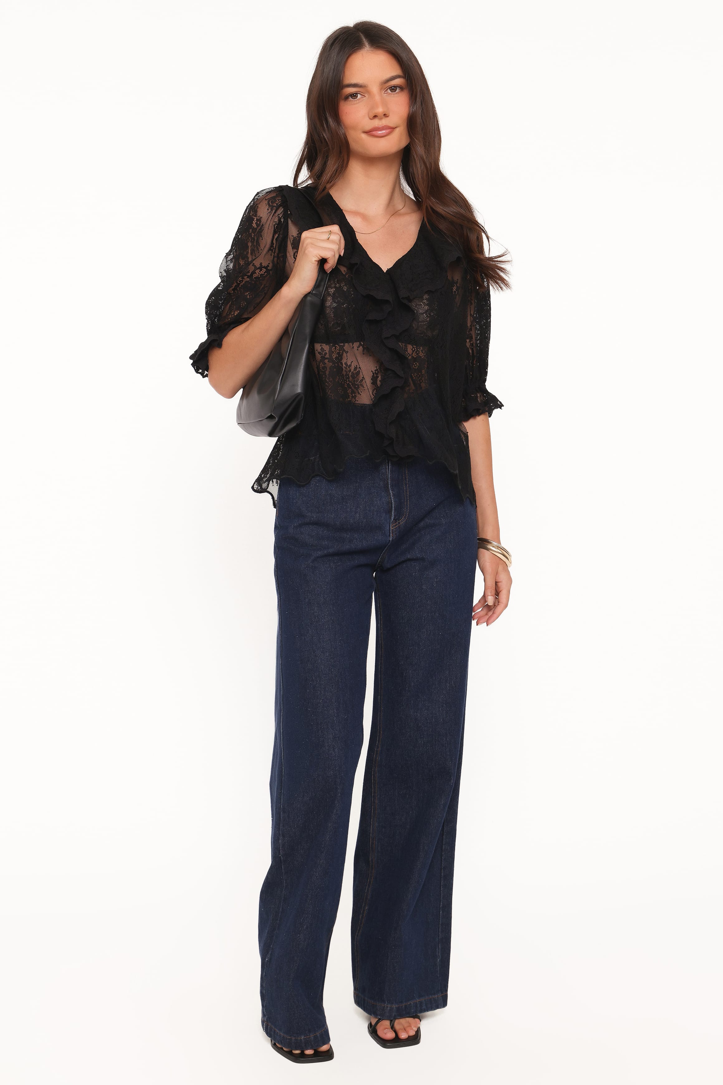 TOPS Adhanna Lace Top - Black