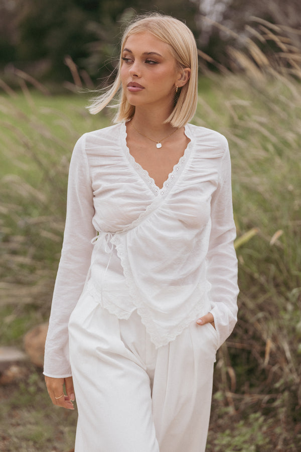 TOPS Adira Wrap Blouse - White