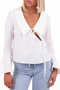 TOPS Adler Asymmetrical Tie Shirt - White