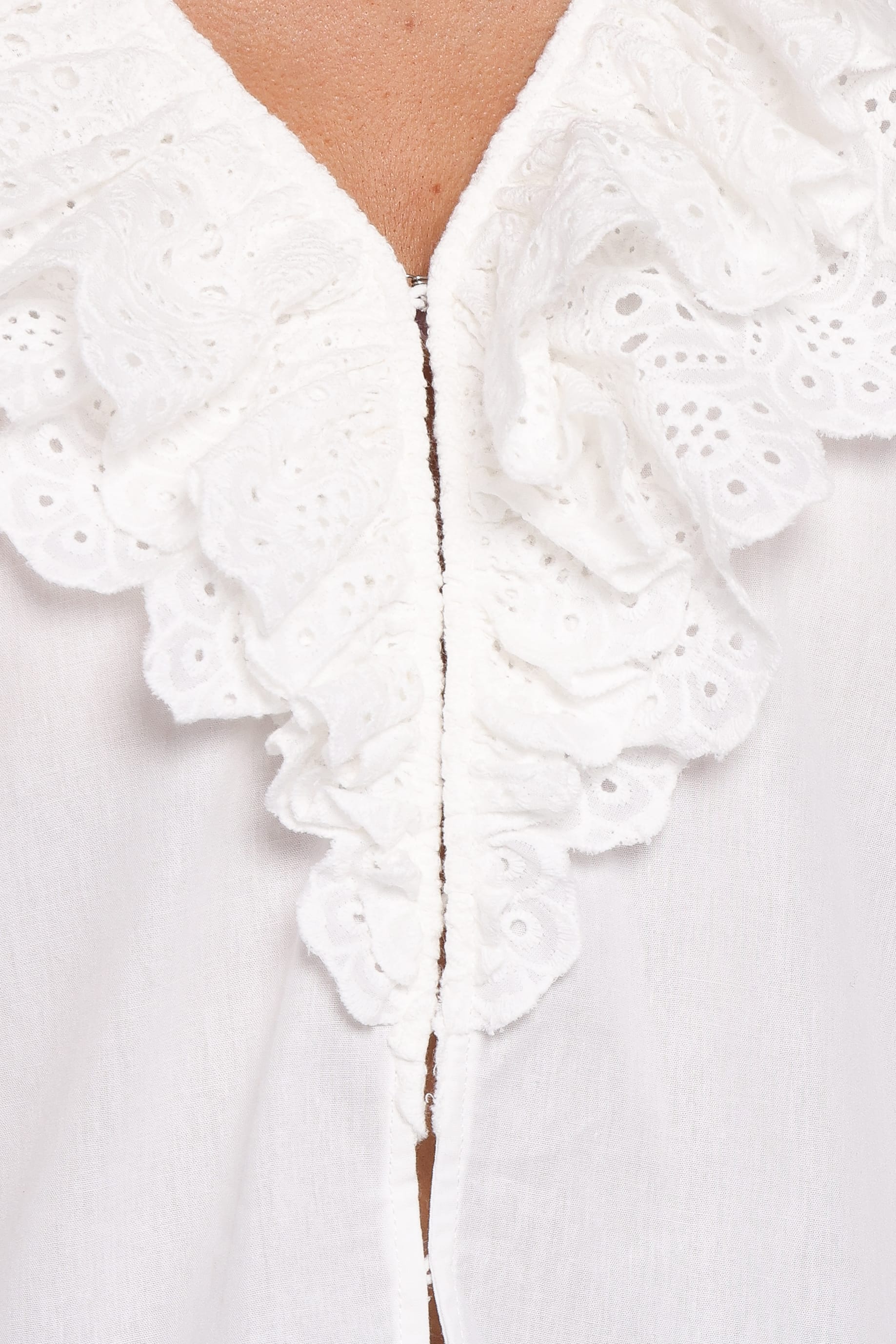 TOPS Aelwen Ruffle Blouse - White Embroidery