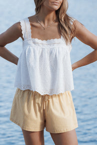 TOPS Aideen Eyelet Top - White