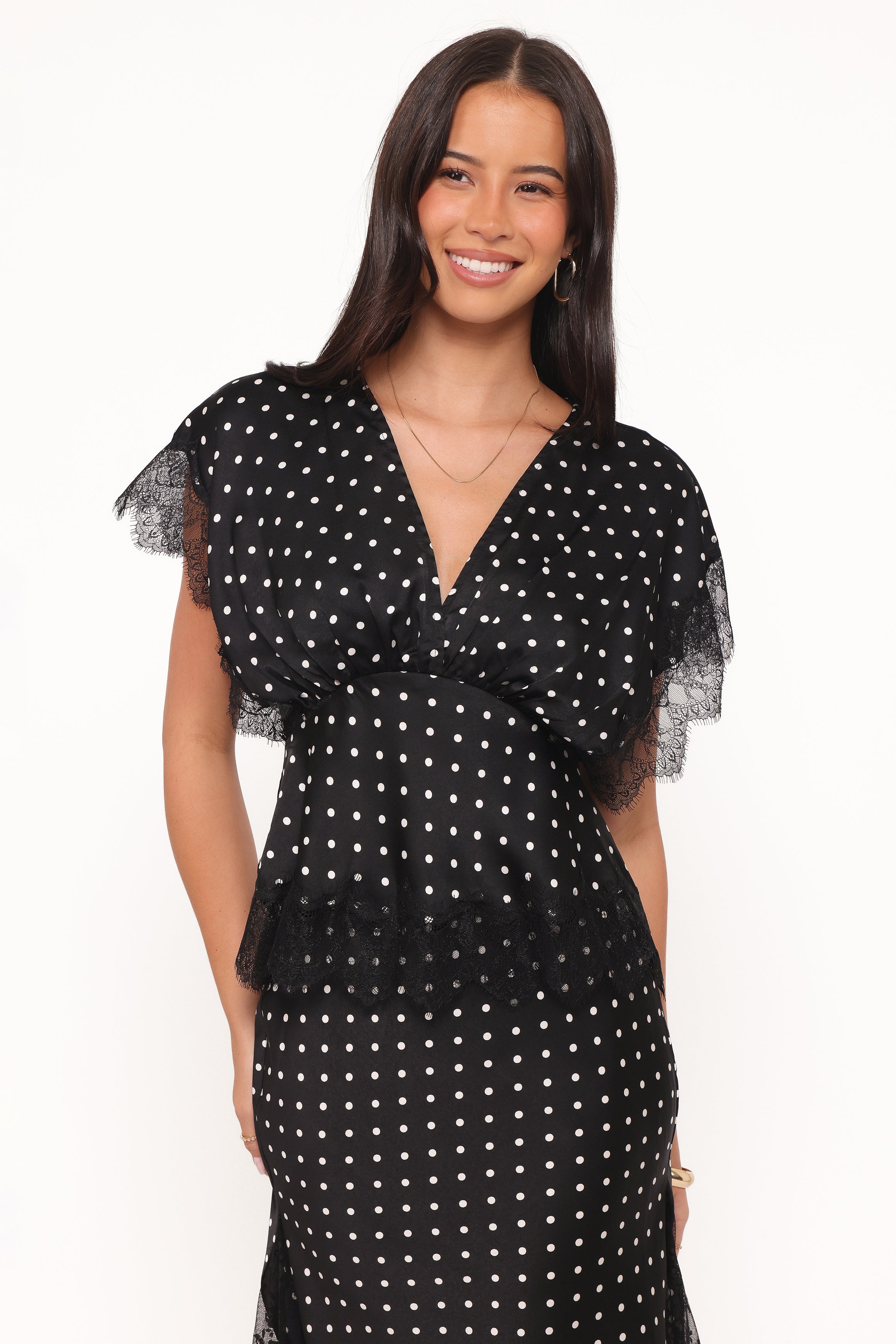 TOPS Ailbhe Top - Black Polka Dot