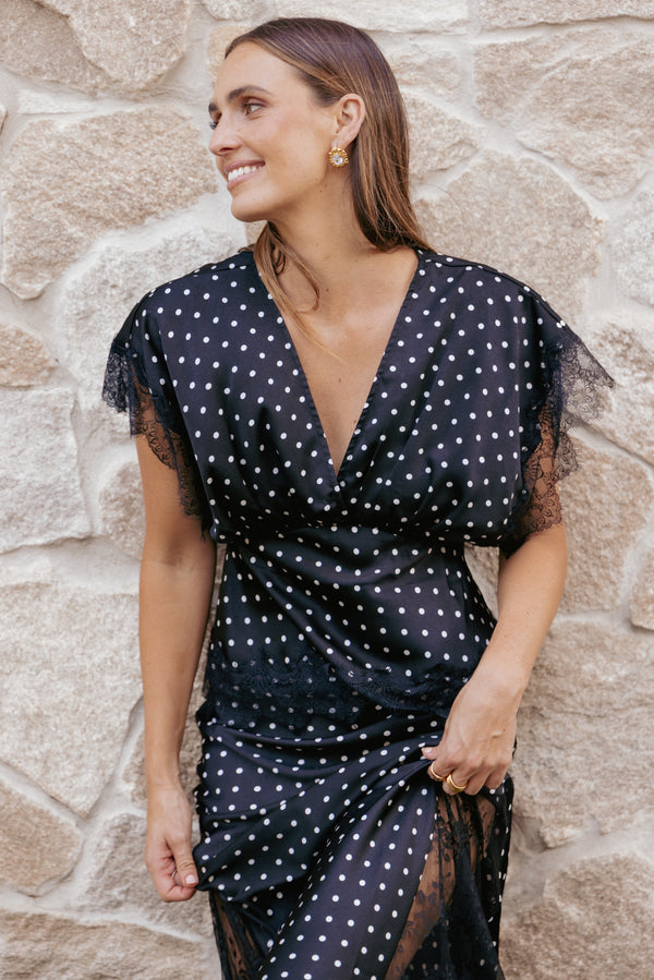 TOPS Ailbhe Top - Black Polka Dot