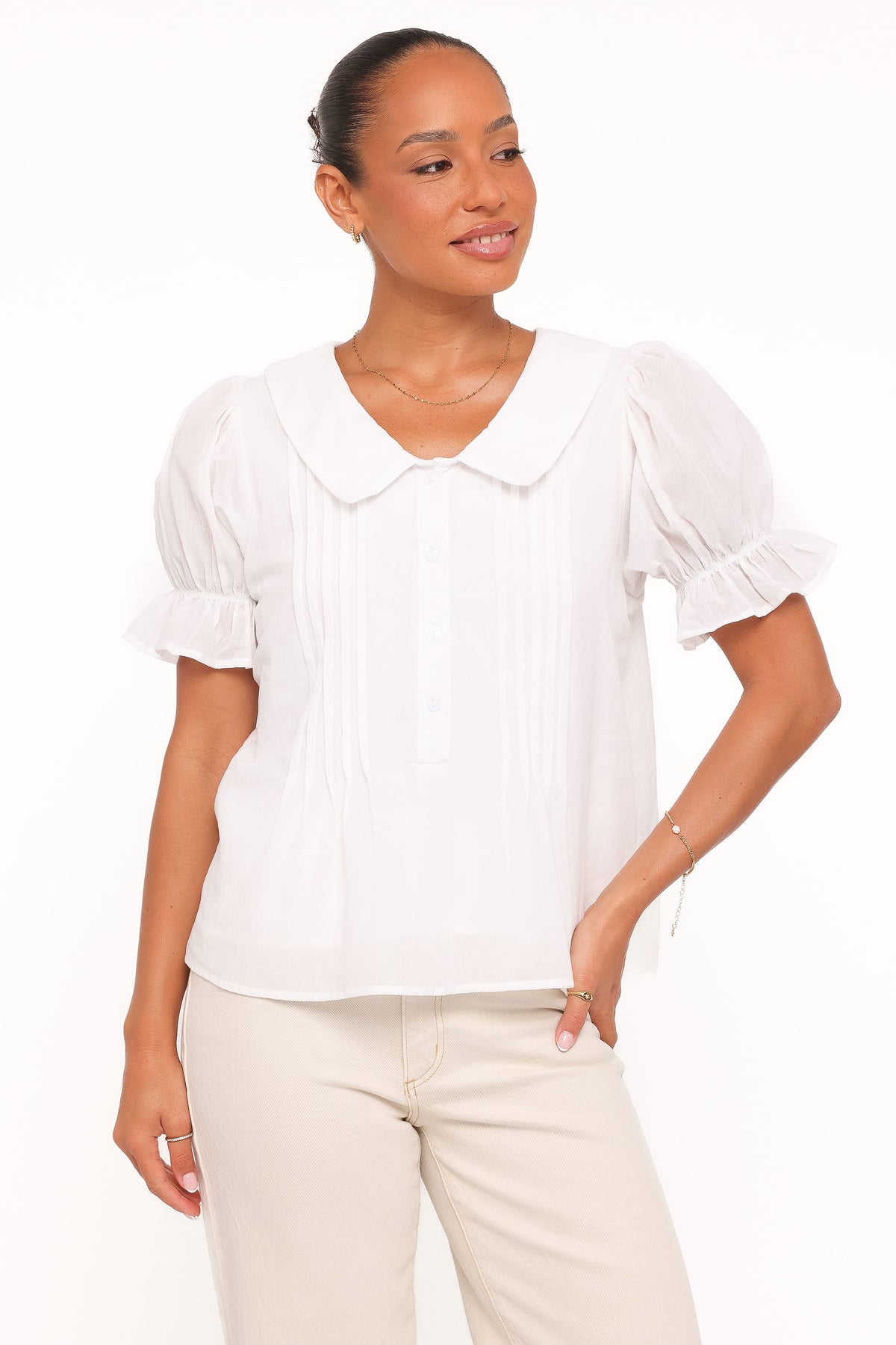 TOPS Aisling Pleat Top - White