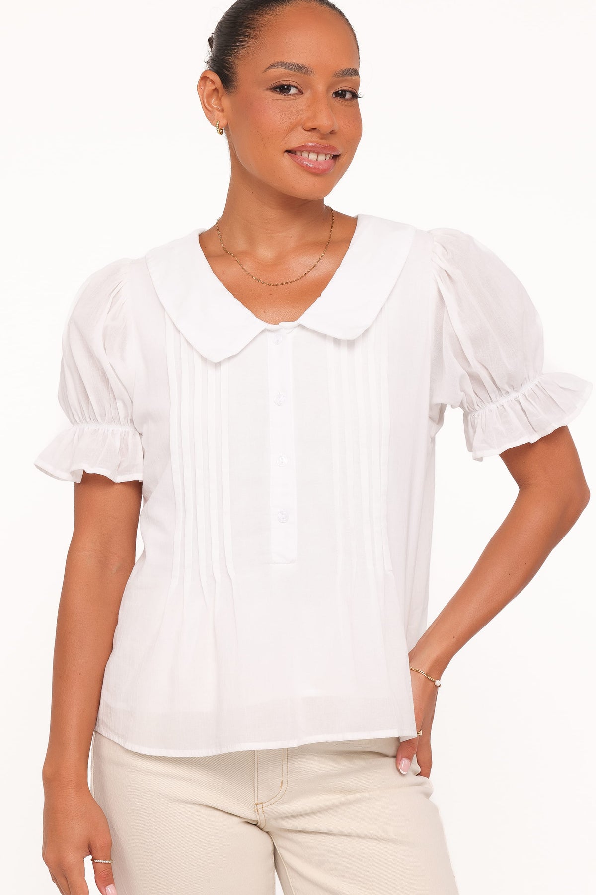 TOPS Aisling Pleat Top - White