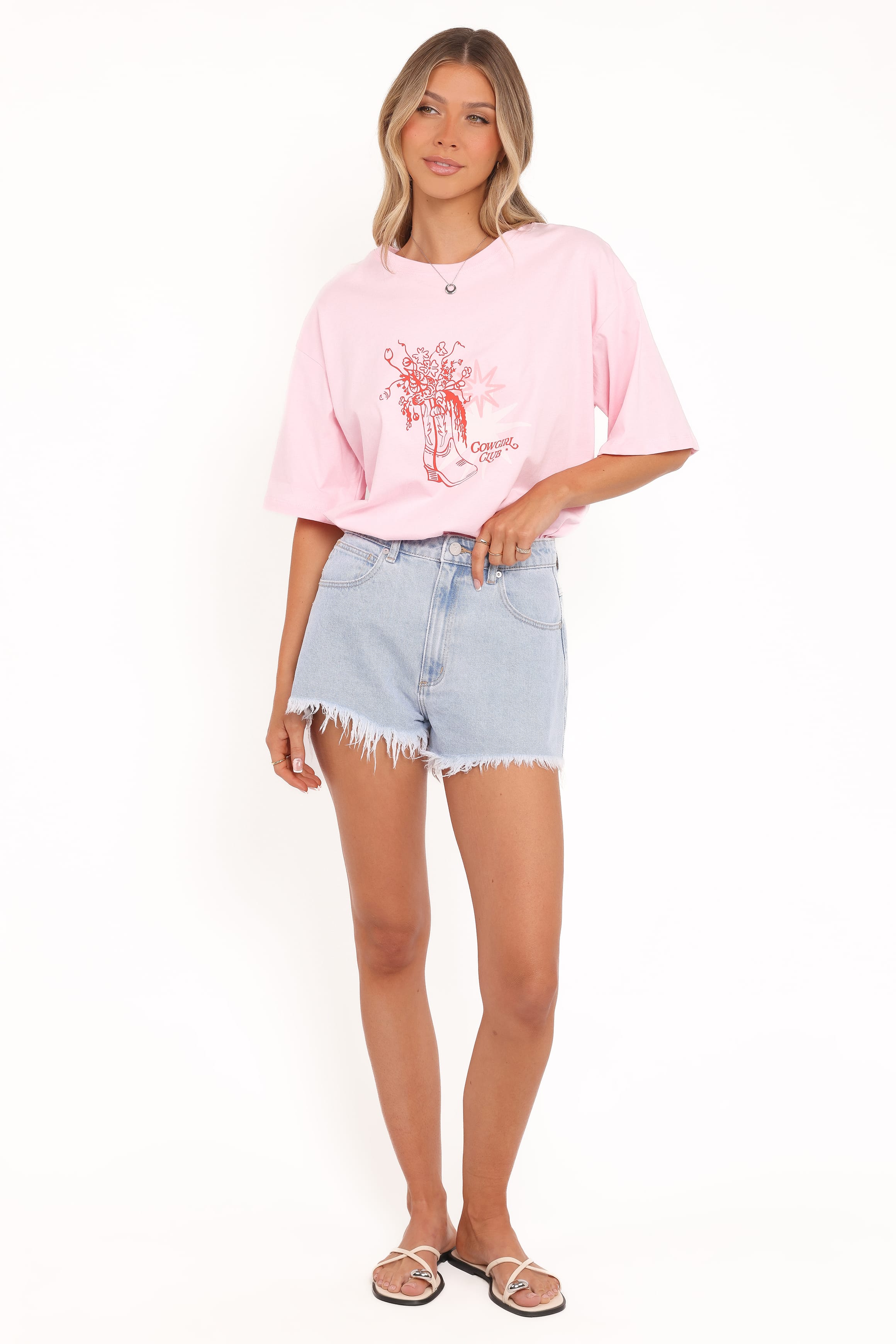 TOPS Alanna Cowgirl Club Graphic Tee - Pink