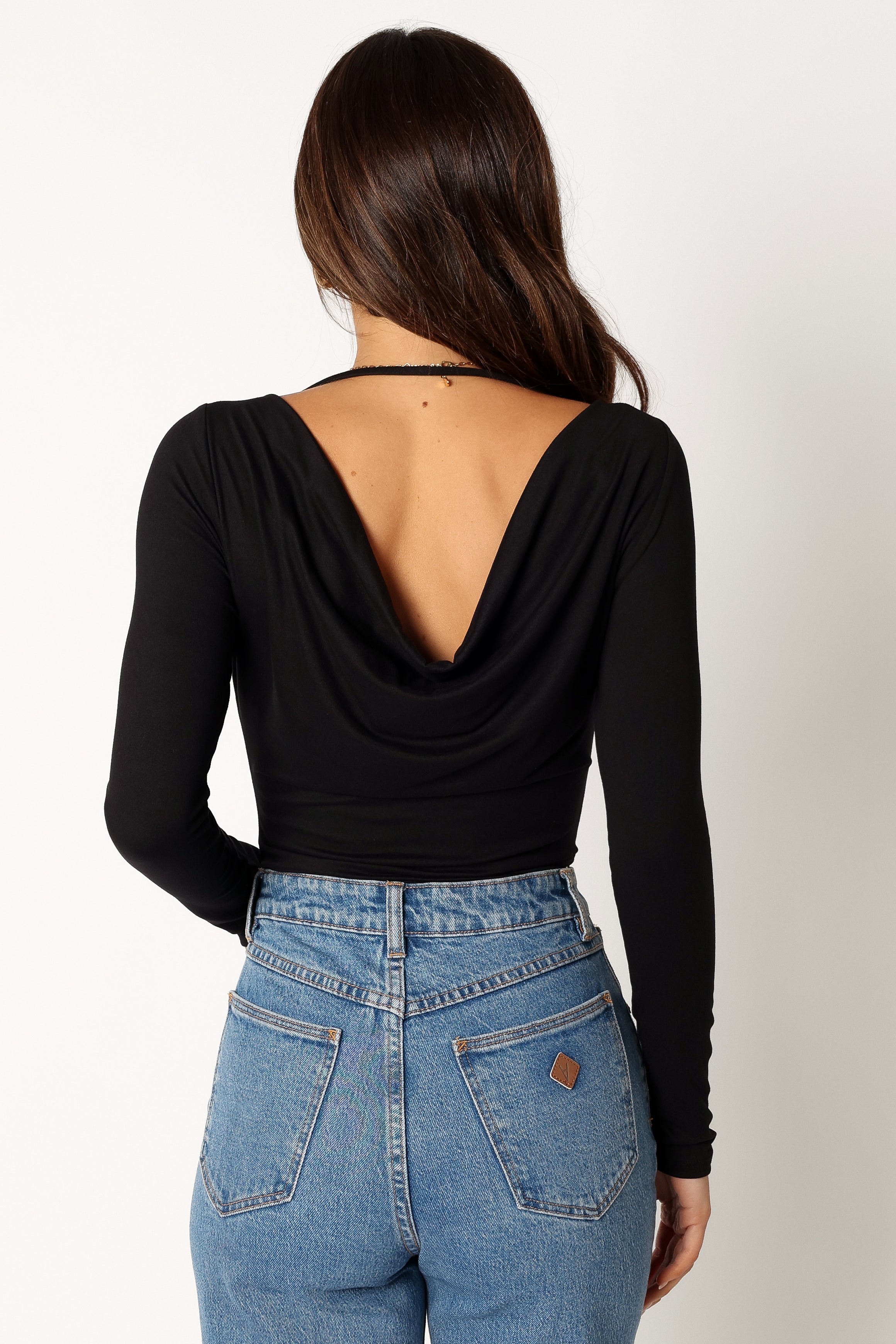 TOPS @Albie Cowl Back Body Suit - Black