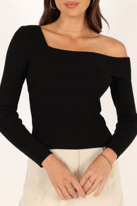 TOPS @Aleena Knit Top - Black