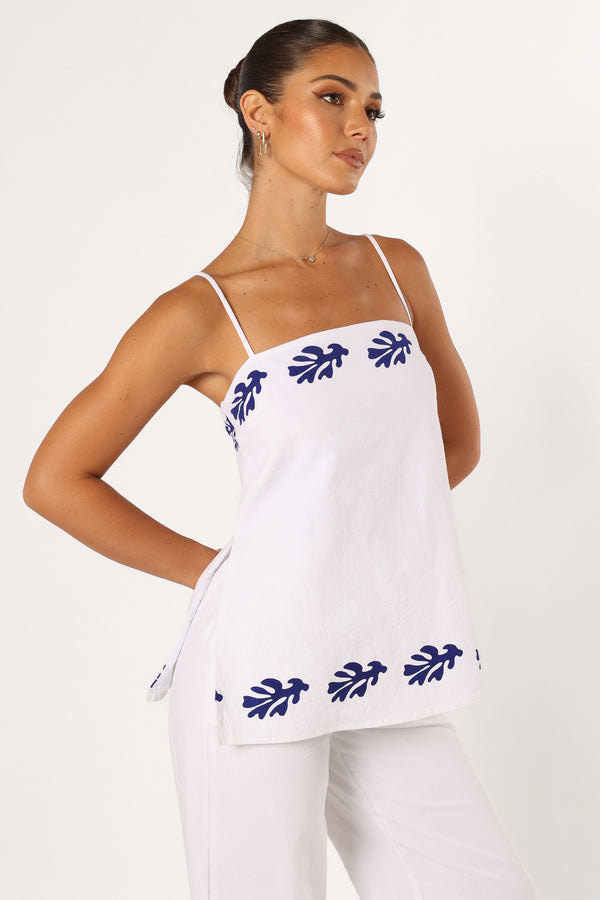 TOPS Amalia Top - White Blue