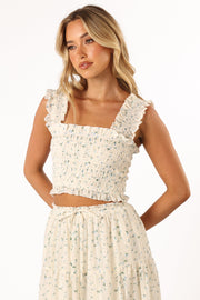 TOPS @Amberlyn Sleeveless Top - Blue Floral (Hold for Easter)