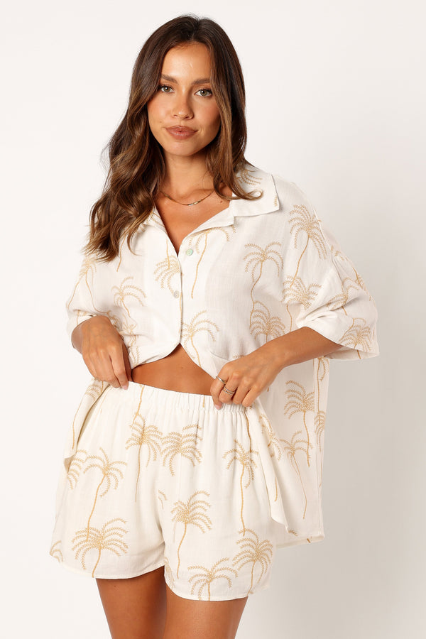 TOPS @Amira Short Sleeve Shirt - Palm Print