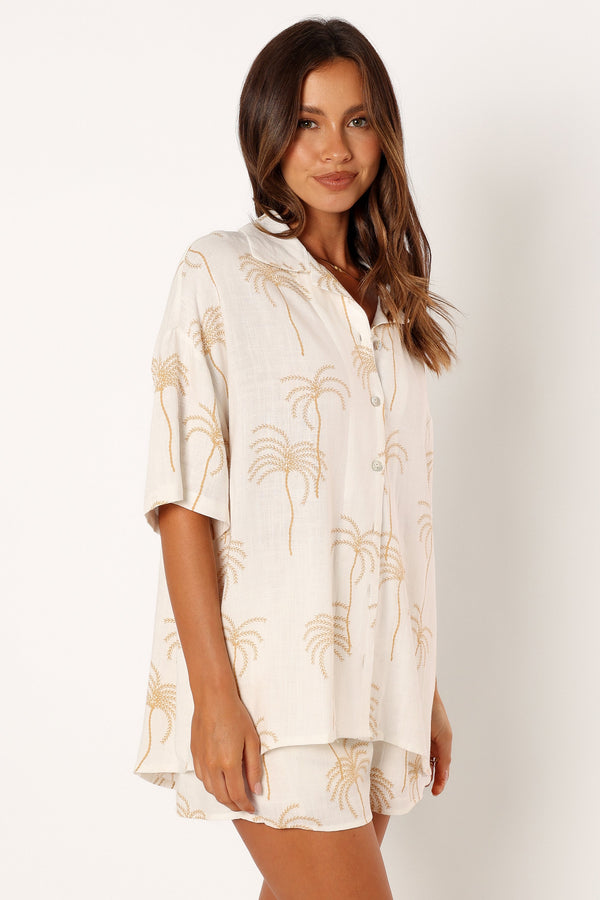 TOPS @Amira Short Sleeve Shirt - Palm Print