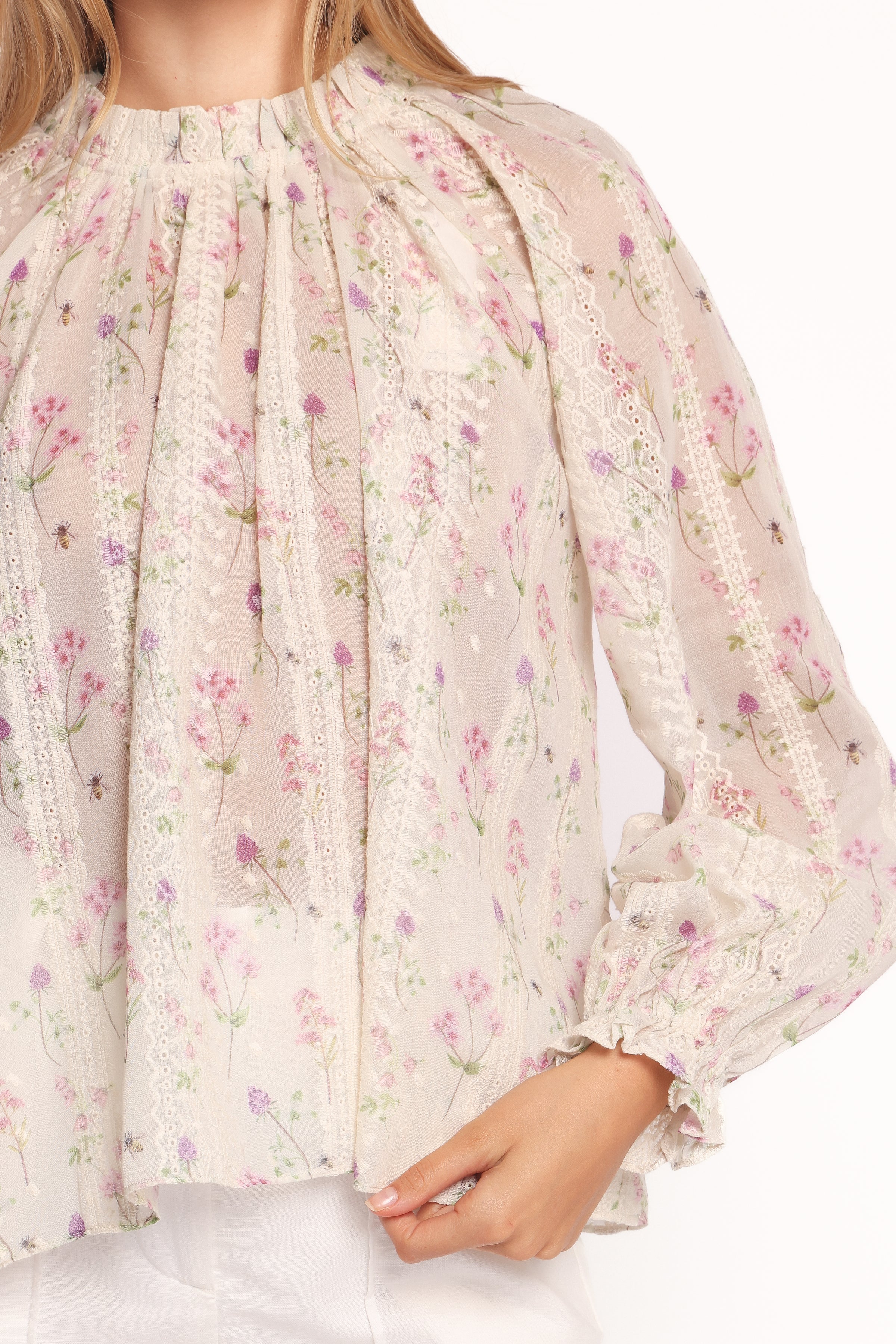 TOPS Annie Long Sleeve Top - Pink Floral