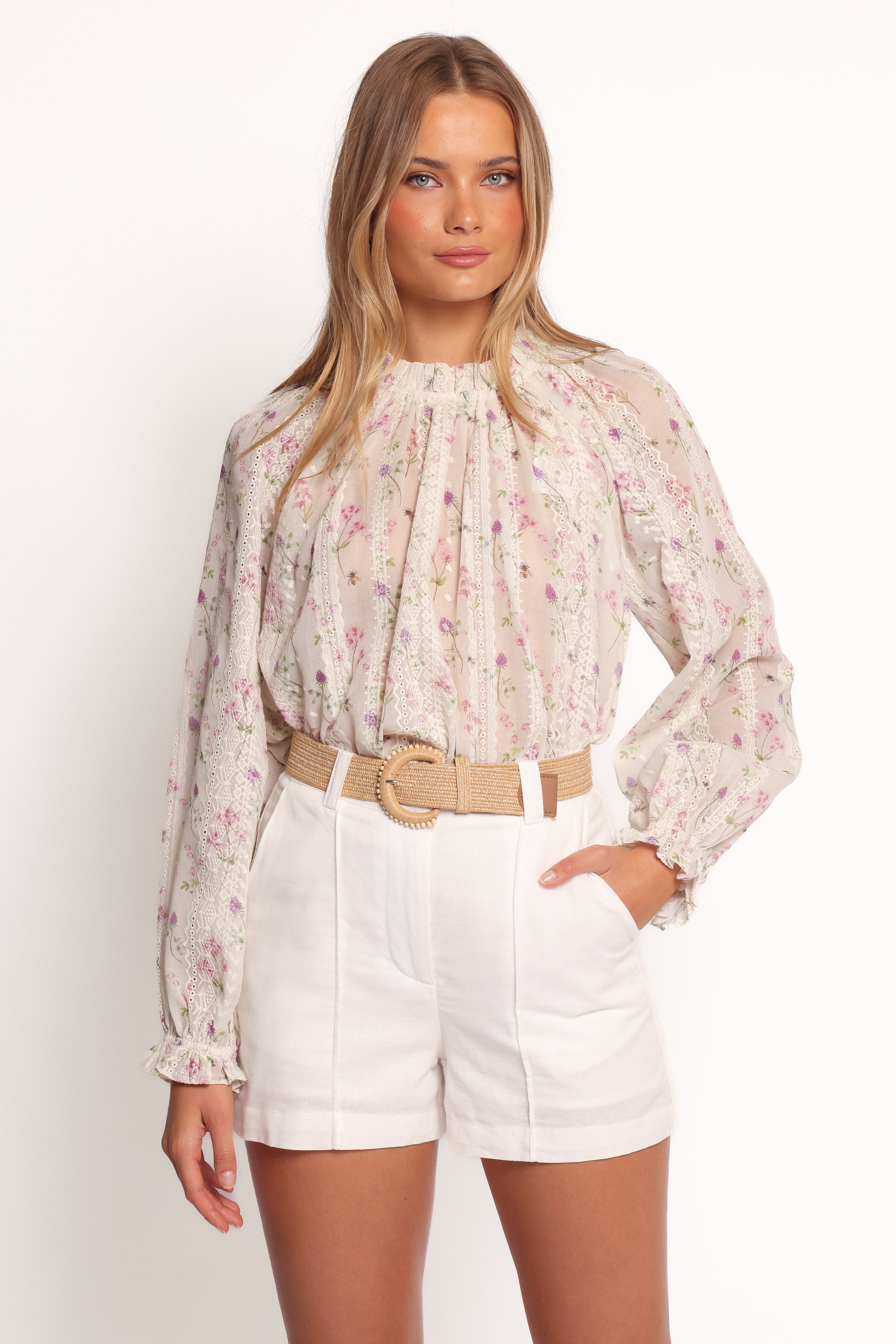 TOPS Annie Long Sleeve Top - Pink Floral
