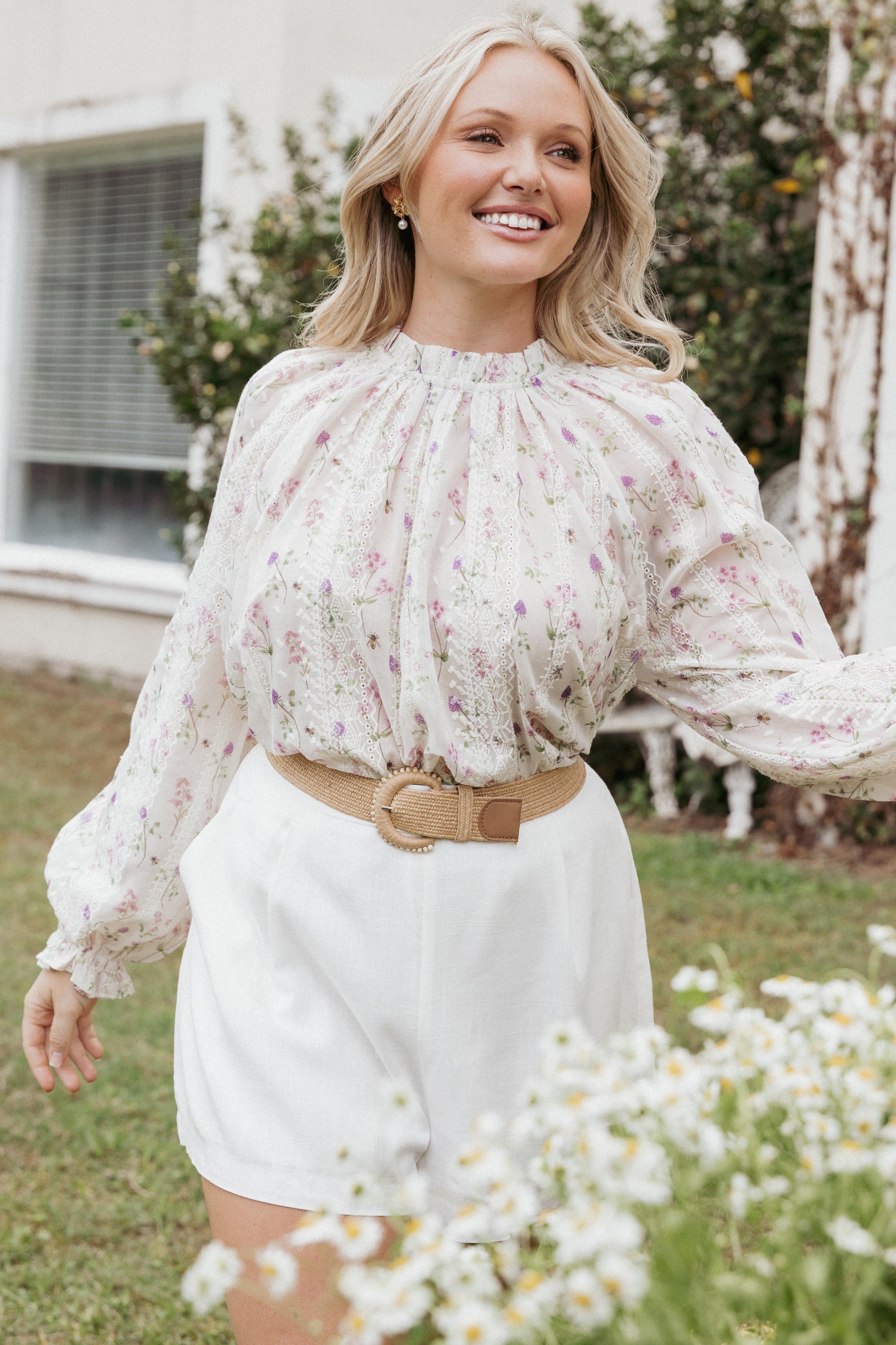 TOPS Annie Long Sleeve Top - Pink Floral