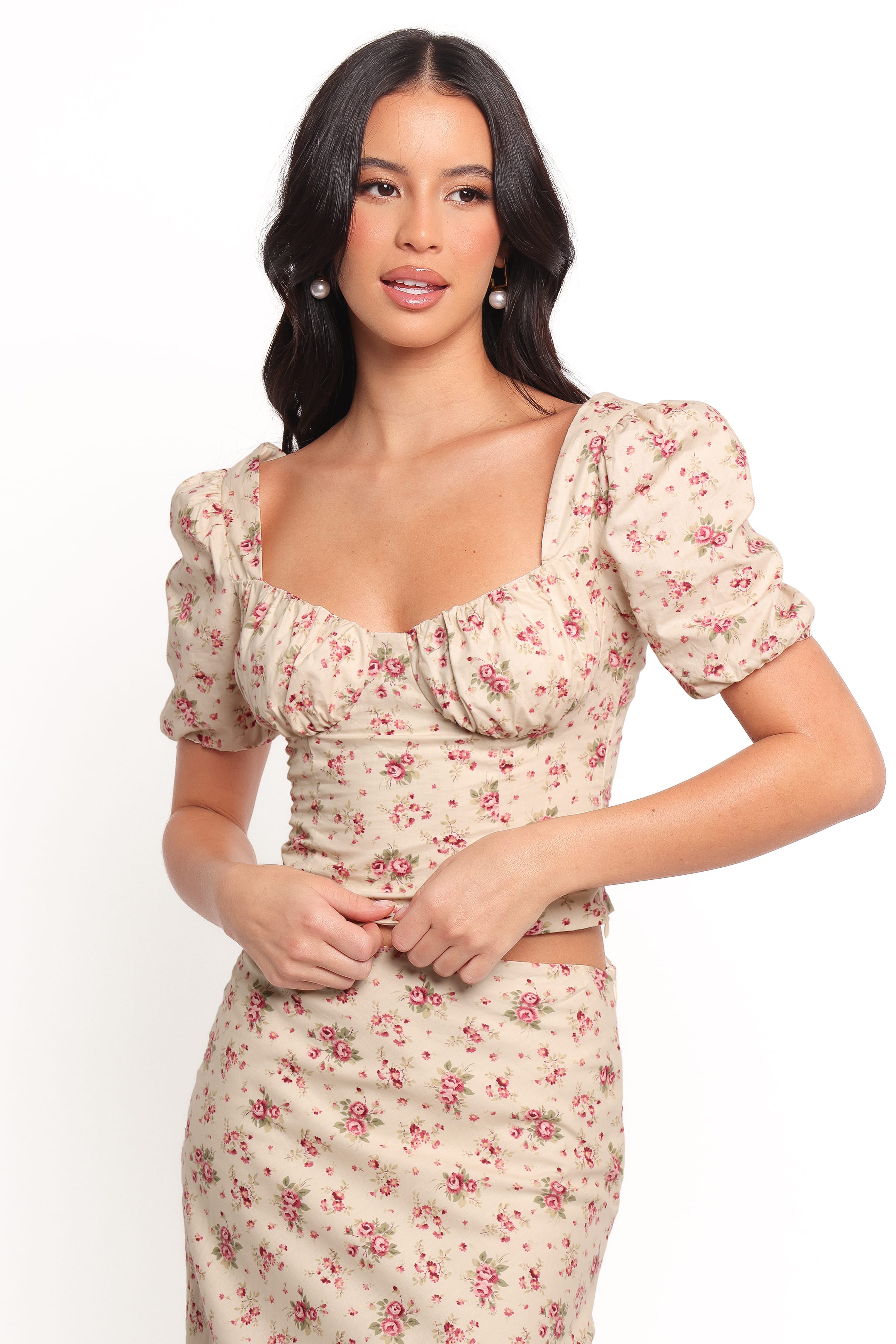 TOPS Annly Corset Top - Red Floral