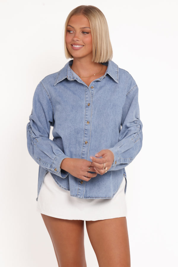 TOPS Antonella Denim Shirt - Denim Blue
