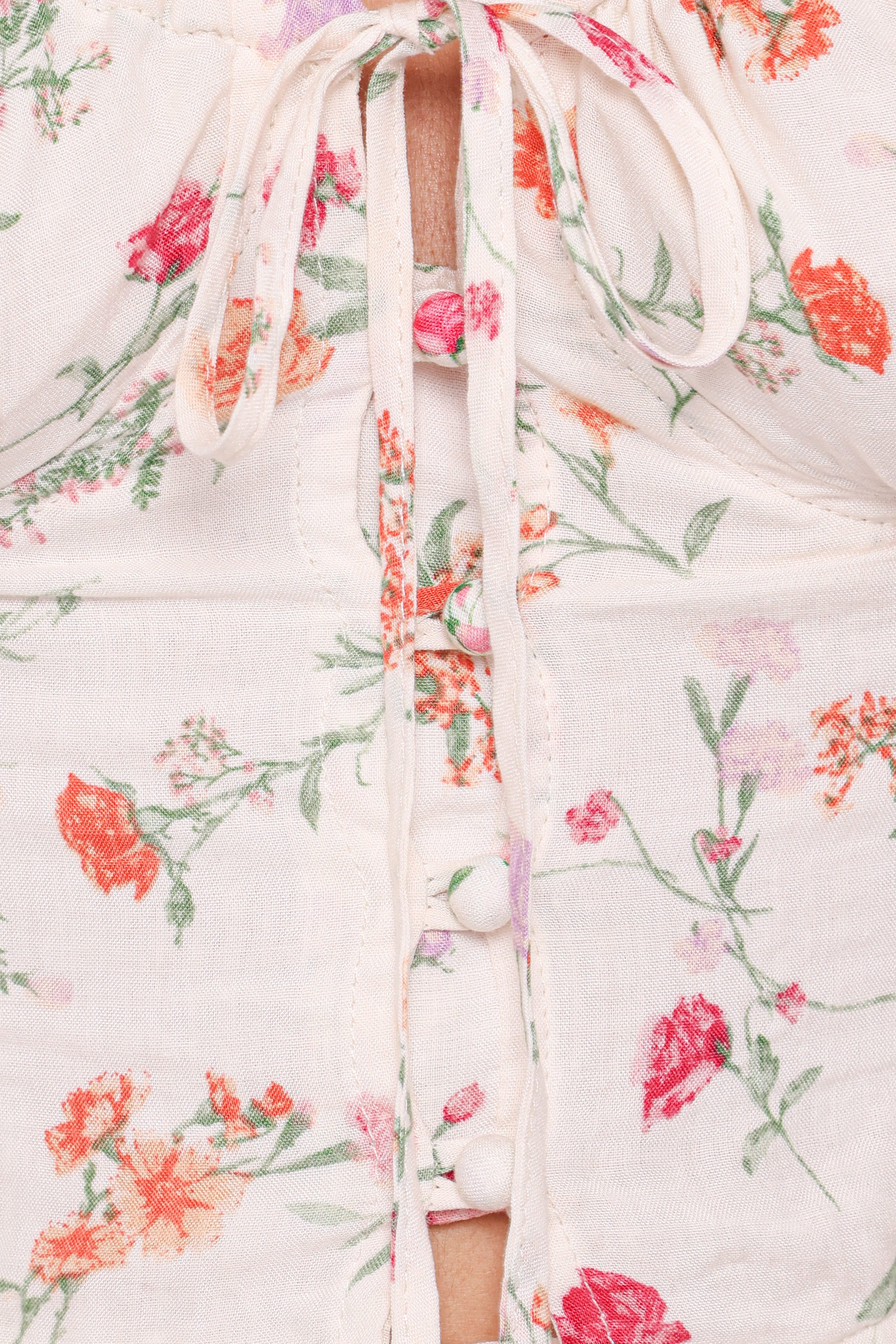 TOPS Antonia Lace Trim Top - White Poppy Rose