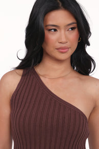TOPS Arcadia One Shoulder Top - Chocolate