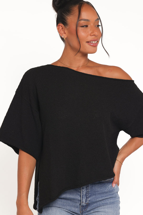 TOPS Ardena Boucle Knit Top - Black