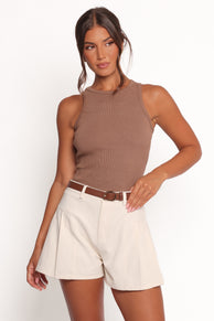 TOPS Ari Ribbed Tank - Mocha