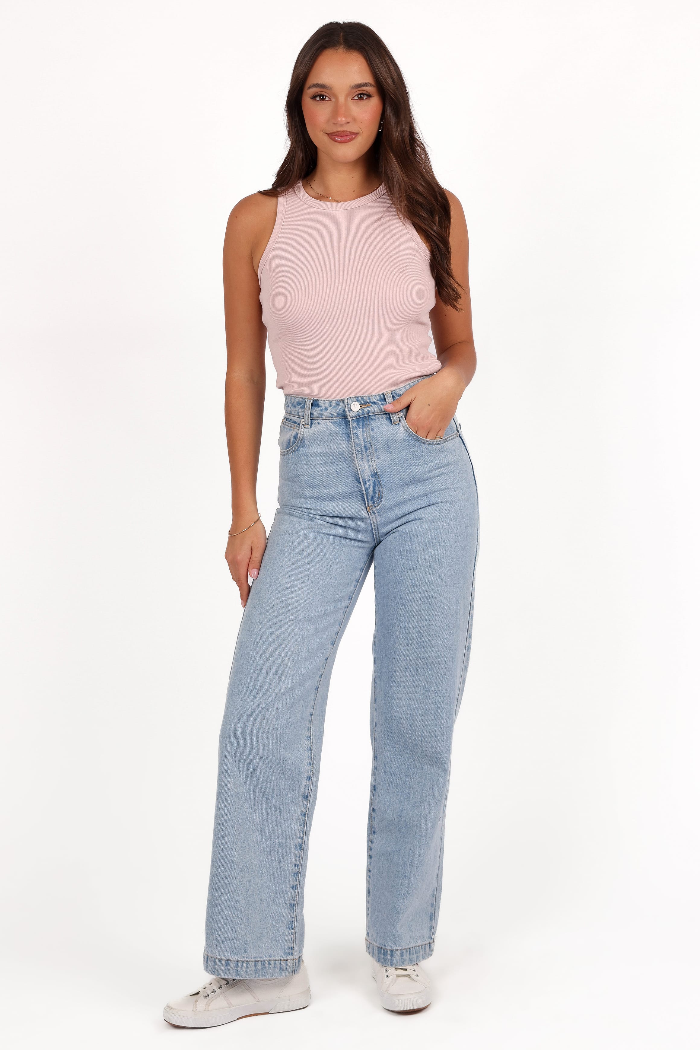 TOPS Ari Ribbed Tank Top - Blush