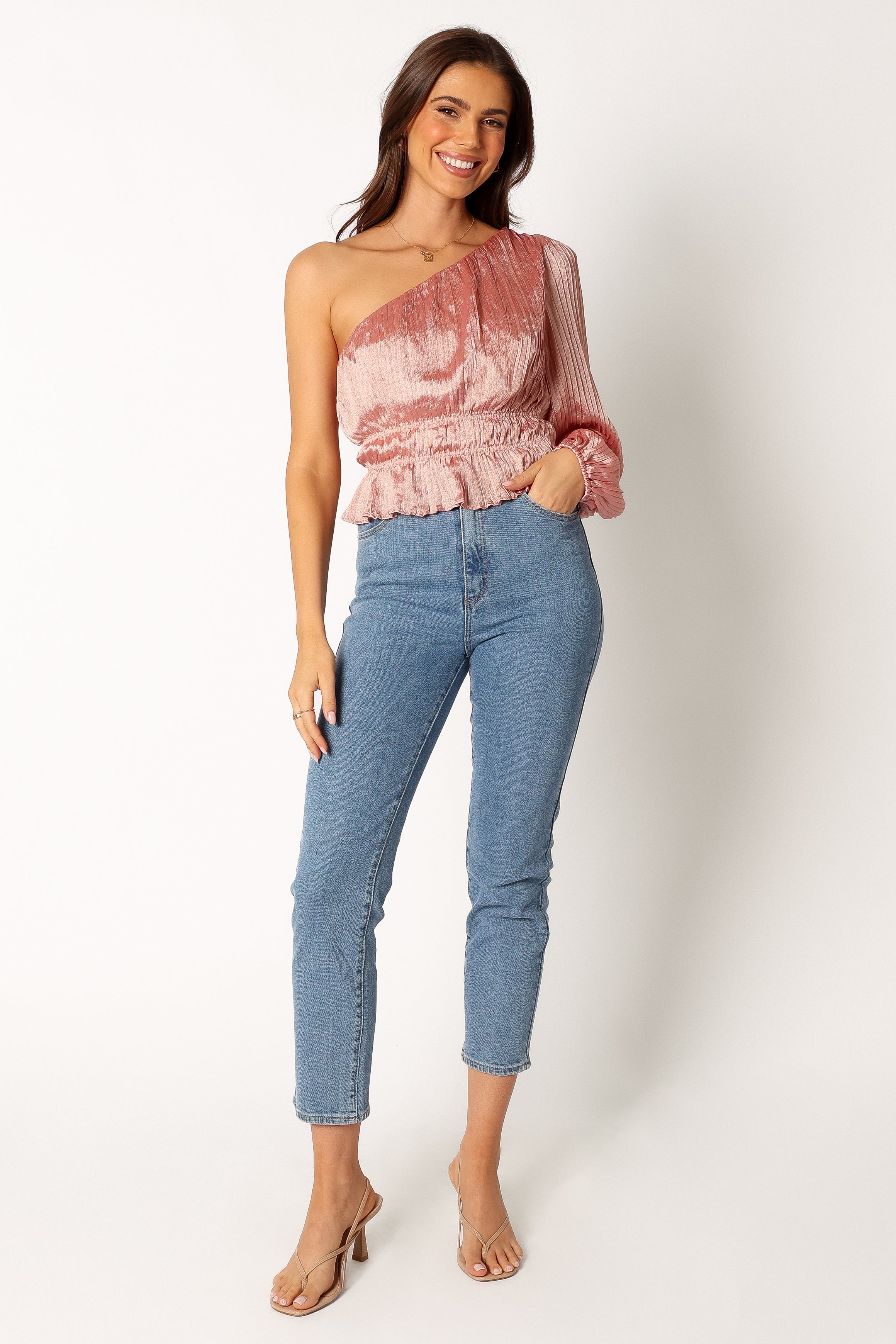 TOPS @Aria One Sleeve Top - Pink
