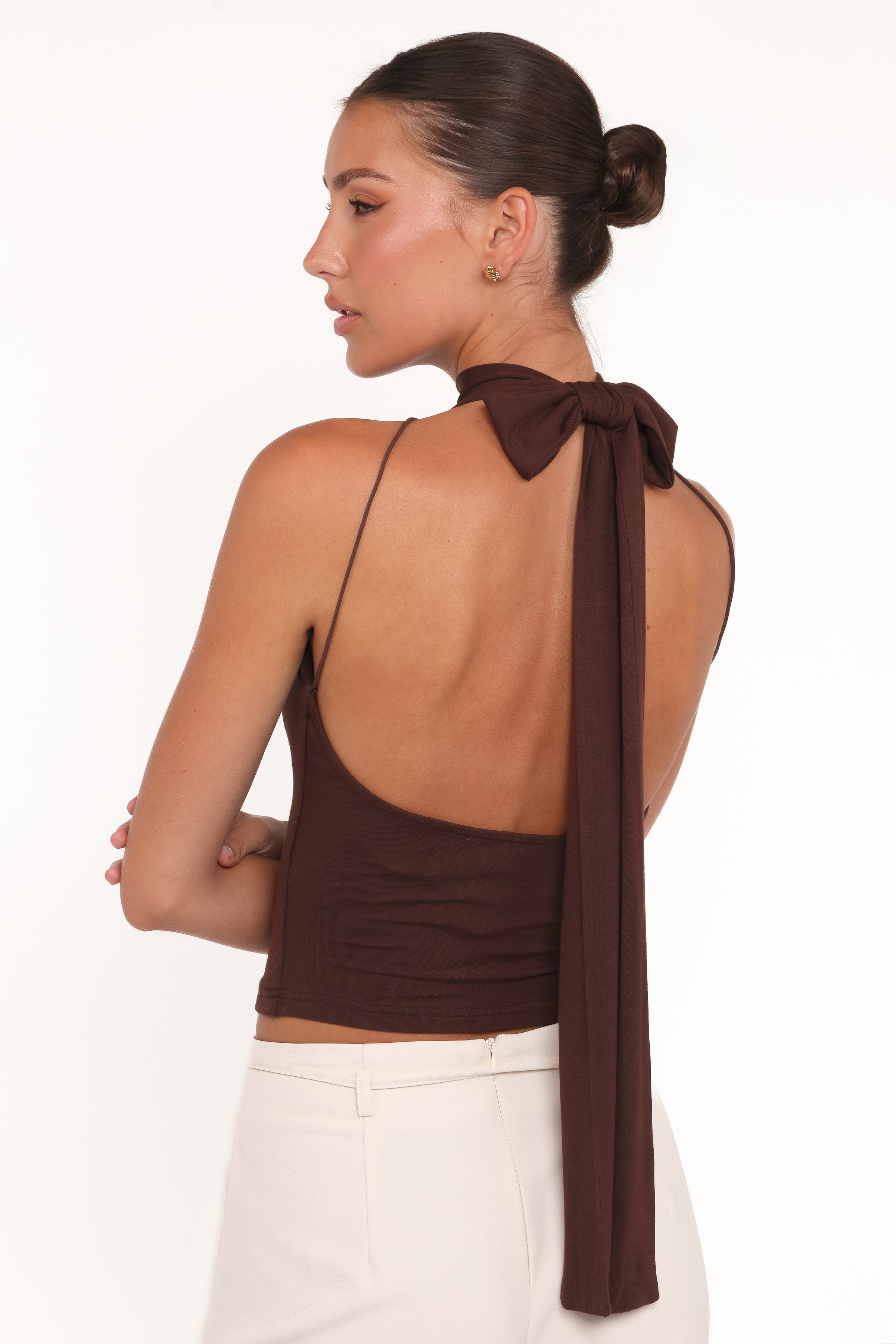 TOPS Aries Knit Halter Top - Brown