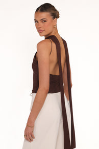 TOPS Aries Knit Halter Top - Brown