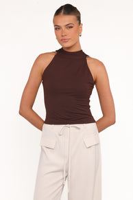 TOPS Aries Knit Halter Top - Brown