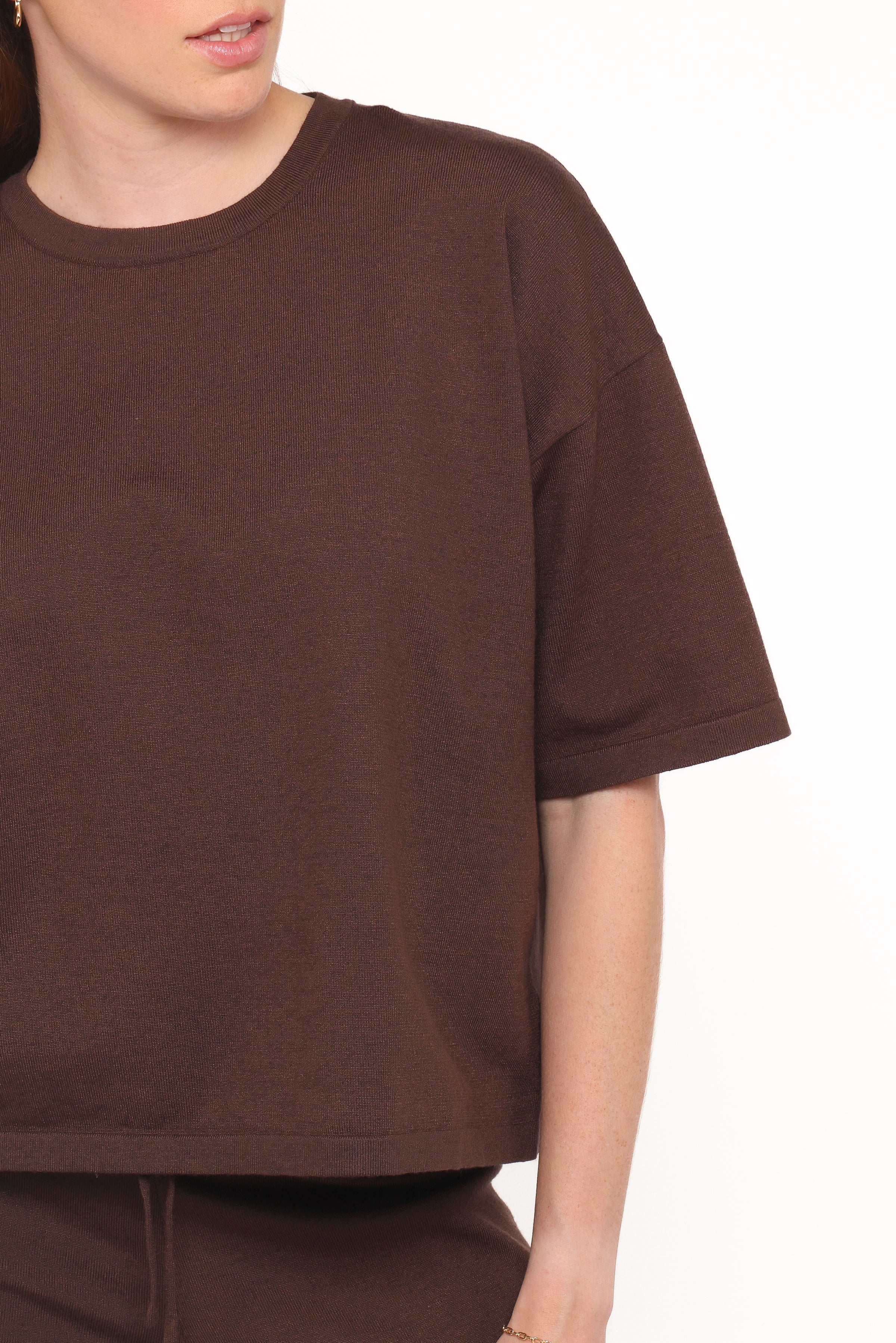 TOPS Ash Knitted T-Shirt - Chocolate