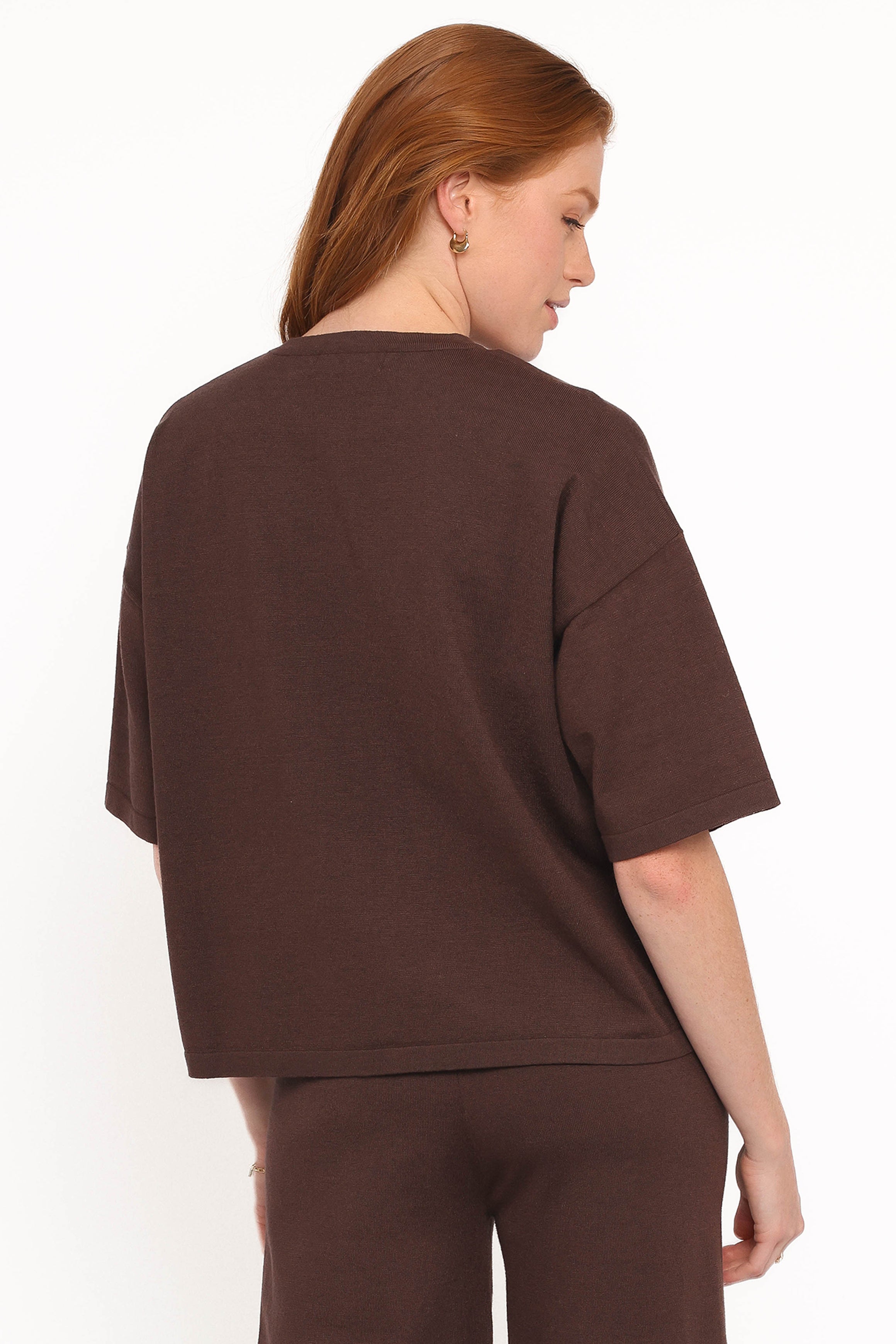 TOPS Ash Knitted T-Shirt - Chocolate