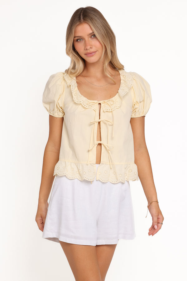 TOPS Aspen Tie Front Top - Mango