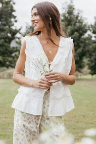 TOPS Athena Ruffle Top - White