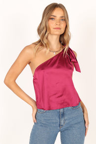 TOPS @Audrey One Shoulder Top - Berry
