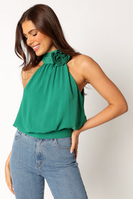 TOPS @Avery Rosette Detail Top - Green
