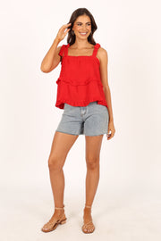 TOPS @Avery Tiered Top - Red