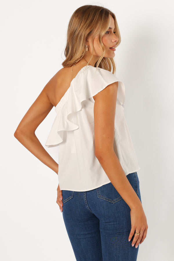 TOPS Avi One Shoulder Top - White